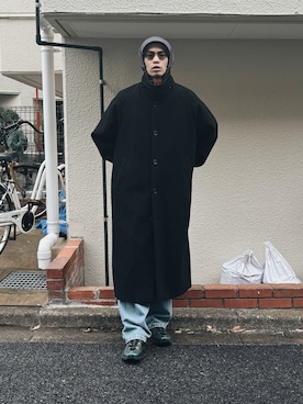 「アイテム（ステンカラーコート）」を使った、Takuya  Kobayashiさん（メンズ・176cm・30代）の冬コーディネート