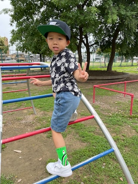 「NIKE（ナイキ）のアイテム（帽子）」を使った、KOUさん（キッズ・100cm）の夏コーディネート