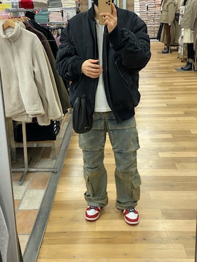 「アイテム（カーゴパンツ）」を使った、朧さん（メンズ・172cm）の秋コーディネート