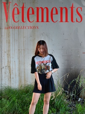 「Vêtementsのアイテム（Tシャツ/カットソー、グレー系）」を使った、TDIC officialさん（メンズ・160cm）の夏コーディネート
