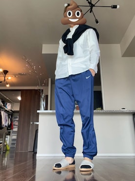「NIKE（ナイキ）のアイテム（その他パンツ、ブルー系）」を使った、jjjj67844さん（メンズ・177cm）の春コーディネート