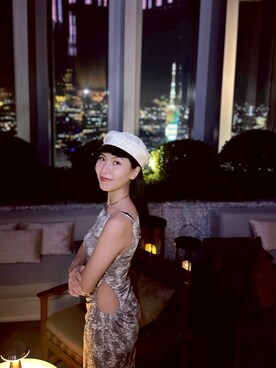 「アイテム（キャスケット）」を使った、Chinchinさん（レディース・158cm）の夏コーディネート