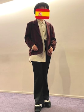「YOSUKE（ヨースケ）のアイテム（その他シューズ、ブラック系）」を使った、SHIHOさん（レディース・154cm）の冬コーディネート