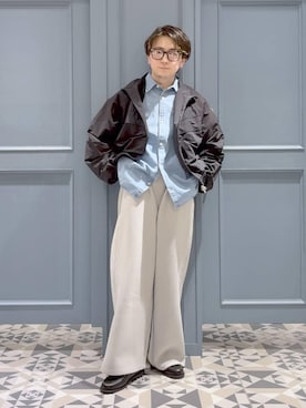 「アイテム（ナイロンジャケット）」を使った、はいねさん（メンズ・165cm）の春コーディネート