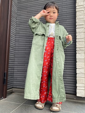 「アイテム（シャツワンピース）」を使った、Yuzuさん（キッズ・100cm）の春コーディネート