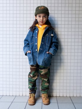 「アイテム（カバーオール）」を使った、REOさん（キッズ・120cm）の冬コーディネート