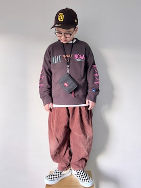 「アイテム（キャップ）」を使った、yo_yoさん（キッズ・130cm）の冬コーディネート
