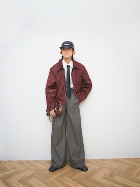 「アイテム（ブルゾン、レッド系）」を使った、Naotoさん（メンズ・165cm）の春コーディネート
