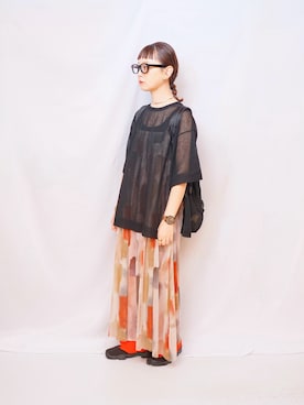 「アイテム（メガネ）」を使った、よちさん（レディース・158cm）の秋コーディネート