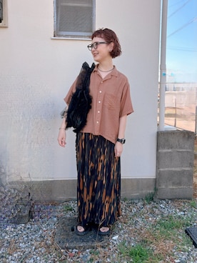 「Zoff（ゾフ）のアイテム（メガネ）」を使った、よちさん（レディース・158cm）の秋コーディネート