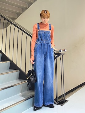「KBF（ケイビーエフ）のアイテム（オールインワン・サロペット）」を使った、ayaさん（レディース・165cm）の冬コーディネート