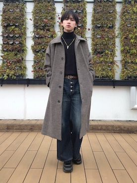 「アイテム（ステンカラーコート）」を使った、Fuuyaさん（メンズ・170cm・20代）の冬コーディネート