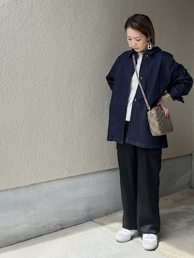 「CLANE（クラネ）の【CLANE/クラネ】DENIM OVER JACKET/デニムオーバージャケット（デニムジャケット、ブルー系）」を使った、jemilemoさん（レディース・153cm）の春コーディネート