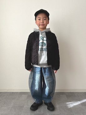 「devirock（デビロック）のアイテム（トップス）」を使った、mitsu_taiさん（キッズ・120cm）の冬コーディネート