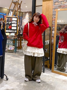 「アイテム（パーカー）」を使った、いくみさん（レディース・155cm）の冬コーディネート