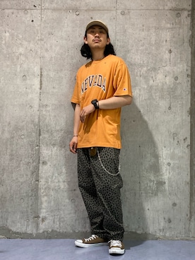 「Dickies（ディッキーズ）のアイテム（キャップ）」を使った、マッスルさん（メンズ・169cm）の春コーディネート