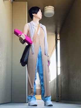 「アイテム（水筒）」を使った、ハマダ マリコさん（レディース・163cm・40代）の夏コーディネート