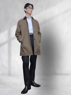 「アイテム（ステンカラーコート）」を使った、naokivさん（メンズ・179cm）の冬コーディネート