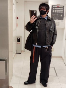 「WYM LIDNM（ウィム バイ リドム）のアイテム（カーゴパンツ）」を使った、shusoさん（メンズ・170cm）の秋コーディネート