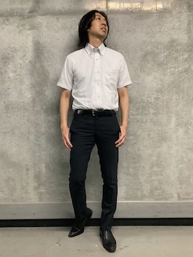「アイテム（ビジネスシャツ）」を使った、SHIRTS PLAZA 天神地下街店さん（メンズ・172cm）の春コーディネート