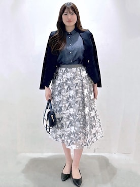 「アイテム（ノーカラージャケット）」を使った、Sayaさん（レディース・163cm・20代）の春コーディネート