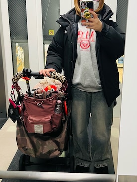 「アイテム（ペット用キャリーケース）」を使った、gajugonさん（レディース・158cm）の冬コーディネート