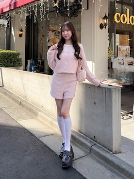 「アイテム（ノーカラージャケット）」を使った、うるし🎀さん（レディース・159cm・20代）の春コーディネート