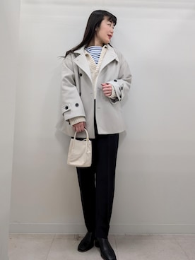 「アイテム（ステンカラーコート）」を使った、あんずさん（レディース・167cm・40代）の冬コーディネート