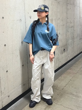 「アイテム（キャップ）」を使った、Rioさん（レディース・155cm）の春コーディネート