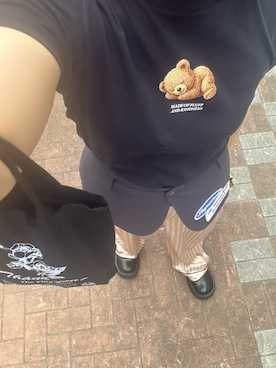 「chuclla（チュクラ）のプラットフォーム 厚底サボ chs25s003（その他シューズ、ブラック系）」を使った、たかこさん（レディース・158cm）の春コーディネート