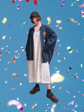「BALENCIAGA（バレンシアガ）のアイテム（キャップ、ブラック系）」を使った、チャッキーナ 𓆌さん（レディース・160cm）の春コーディネート