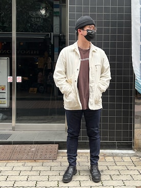 「surt（サート）のSURT（サート）リジットデニム（デニムパンツ、ブルー系）」を使った、あかおさん（メンズ・171cm）の春コーディネート