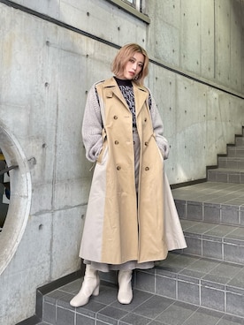 「MURUA（ムルーア）のアイテム（その他アウター）」を使った、早久都加紗さん（レディース・158cm）の春コーディネート