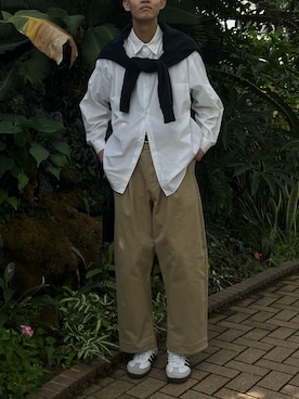 「アイテム（チノパンツ）」を使った、YUTAROさん（メンズ・185cm）の冬コーディネート