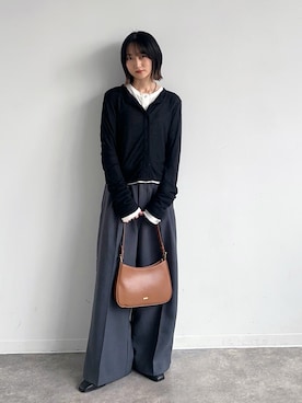 「NOGLE（ノグル）のアイテム（スラックス）」を使った、maoさん（レディース・153cm）の冬コーディネート