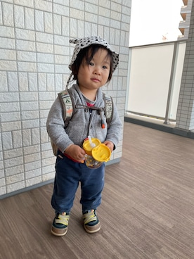 「アイテム（バックパック/リュック）」を使った、shoyoiさん（キッズ・70cm）の春コーディネート
