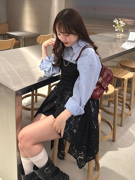 「シャツコーデ」｜ちぴさん（レディース・158cm）の春コーディネート