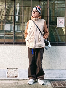 「アイテム（ニットキャップ/ビーニー）」を使った、78885010さん（メンズ・174cm・50代）の冬コーディネート