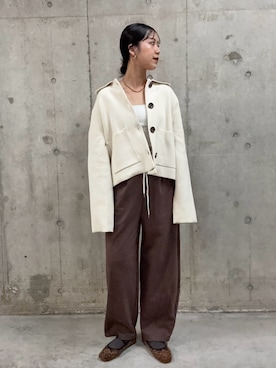 「KBF（ケイビーエフ）のカーブスウェットパンツ（その他パンツ）」を使った、yuiさん（レディース・168cm）の冬コーディネート