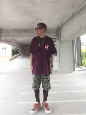 「NEW ERA（ニューエラ）のアイテム（財布/小物）」を使った、hasshi(ハッシー)さん（メンズ・172cm）の夏コーディネート