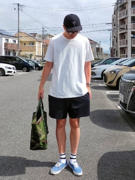「アイテム（ソックス/靴下、ホワイト系）」を使った、Tt1006さん（メンズ・190cm）の夏コーディネート