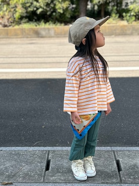 「アイテム（バンダナ/スカーフ）」を使った、3yamaさん（キッズ・100cm）の春コーディネート