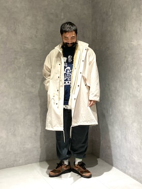 「DISCUS（ディスカス）の【Discus×relume/ディスカス】別注 Fleece リブパンツ（その他パンツ、ブラック系）」を使った、hotokun0111さん（メンズ・173cm）の冬コーディネート