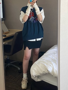 「MONO-MART（モノマート）のアイテム（ベスト）」を使った、ハンナさん（レディース・158cm）の夏コーディネート