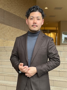 「URBAN RESEARCH DOORS（アーバンリサーチドアーズ）のLIFE STYLE TAILOR　フラノジャケット（テーラードジャケット、ブラウン系）」を使った、keisuke kyomotoさん（メンズ・169cm）の秋コーディネート
