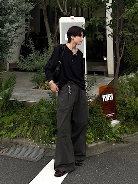 「アイテム（トップス）」を使った、さあやさん（メンズ・163cm）の秋コーディネート