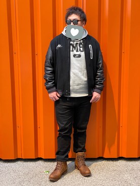 「NIKE（ナイキ）のアイテム（スタジャン）」を使った、ai16さん（メンズ・183cm）の冬コーディネート