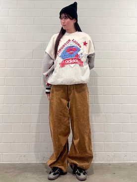 「adidas（アディダス）のアイテム（ニットキャップ/ビーニー）」を使った、YTさん（レディース・163cm）の冬コーディネート