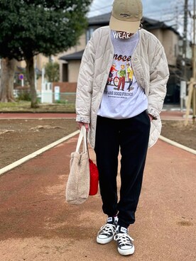 「アイテム（ノーカラージャケット）」を使った、ゆりさん（レディース・154cm）の冬コーディネート