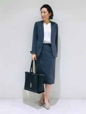 「アイテム（スーツジャケット）」を使った、INDIVI(SHOP STAFF)さん（レディース・158cm）の秋コーディネート